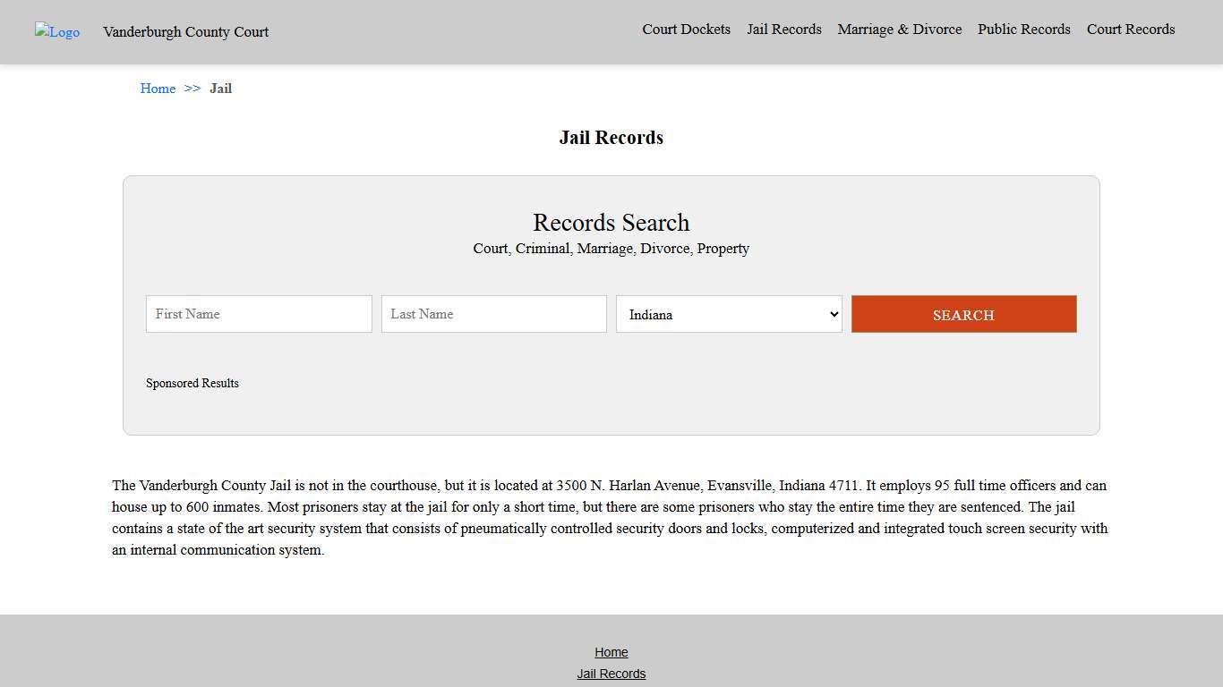 Jail Records | Vanderburgh County Court